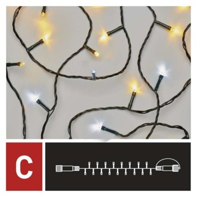 Oświetlenie łączone Standard - łańcuch 100 LED 10m ciepła + zimna biel, IP44