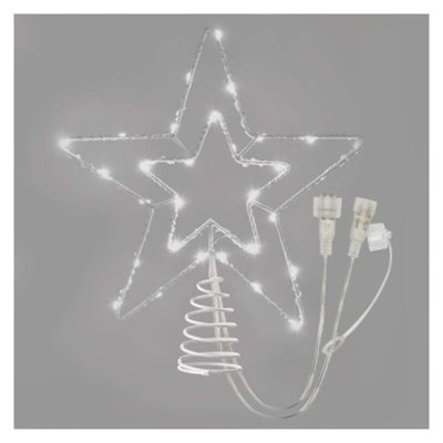 Oświetlenie łączone Standard - gwiazda na szpic 30 LED 28 cm, zimna biel, IP44