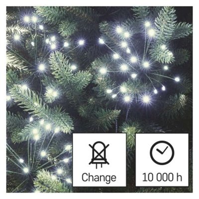 Dekoracje - 150 LED 2,35 m nano łezki frędzle zimna biel, zielony przewód, IP20, timer