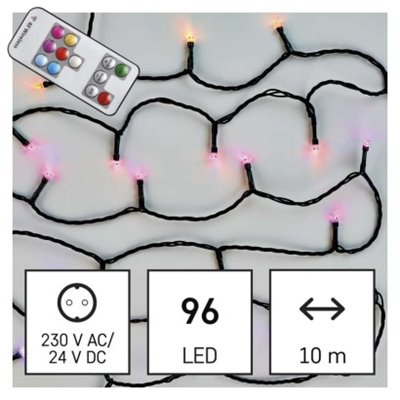 Lampki choinkowe Classic 96 LED 10m, RGB, 72 programy, pilot, IP44, timer