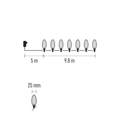 Dekoracje – szyszki 50 LED 9,8 m, multikolor, zielony przewód, 8 programów, IP44