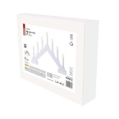 Dekoracje - świecznik biały drewniany 7 LED, 29 cm 2x AA ciepła biel, IP20, timer