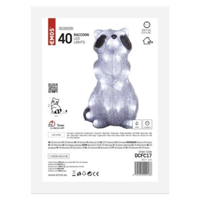 Dekoracje - 40 LED szop 39 cm, zimna biel, IP44, timer