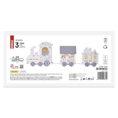 Dekoracje - 3 LED drewniany świąteczny pociąg, 41,5x14 cm, 2x AA, ciepła biel, IP20, timer