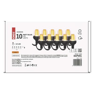 Łańcuch Party 10x 10 LED, przeźroczyste, 4,5m, vintage, IP44