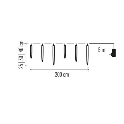 Dekoracje - 160 LED 6x sopel 25 do 40 cm 2 m, zimna biel, IP44