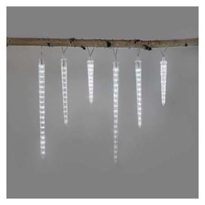 Dekoracje - 160 LED 6x sopel 25 do 40 cm 2 m, zimna biel, IP44