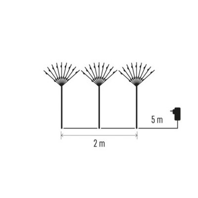 Dekoracja ogrodowa - 180 LED fajerwerki 65 cm, zimna biel, IP44, timer