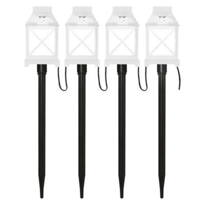 Dekoracja ogrodowa - 4x1 LED latarnie białe, zimna biel, IP44