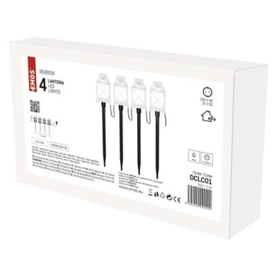 Dekoracja ogrodowa - 4x1 LED latarnie białe, zimna biel, IP44