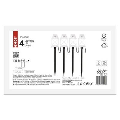 Dekoracja ogrodowa - 4x1 LED latarnie białe, zimna biel, IP44