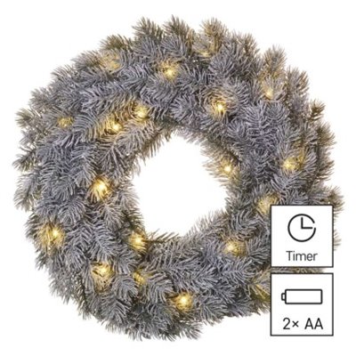 Dekoracje - 20 LED wianek 40 cm 2x AA, ciepła biel, IP20, timer