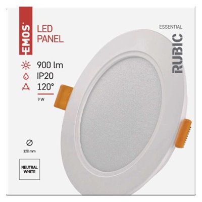 Panel LED wpuszczany RUBIC, okrągły, biały, 9W, naturalna biel