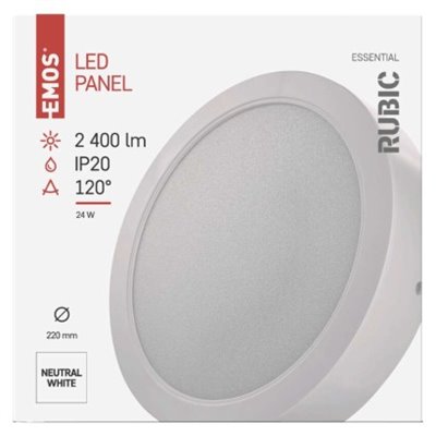 Panel LED natynkowy RUBIC 2w1, okrągły, biały, 24W, naturalna biel