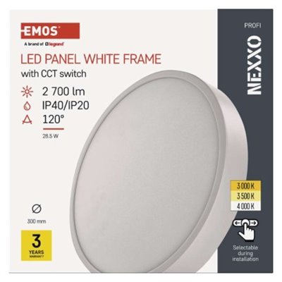 Panel LED natynkowy NEXXO, okrągły, biały, 28,5W, CCT