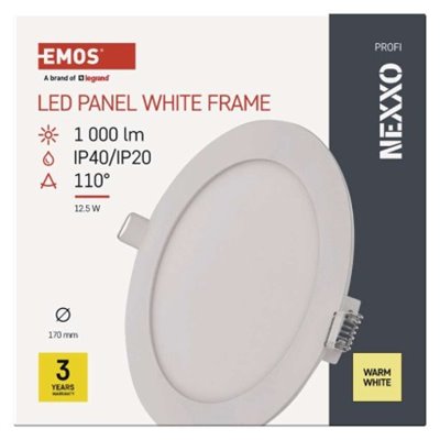 Panel LED wpuszczany NEXXO, okrągły, biały, 12W, ciepła biel