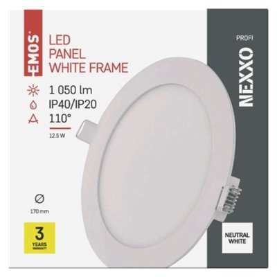 Panel LED wpuszczany NEXXO, okrągły, biały,12,5W, neutralna biel