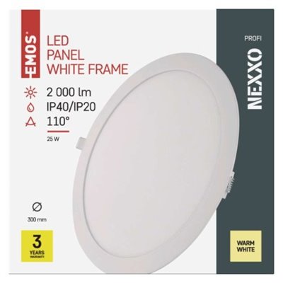 Panel LED wpuszczany NEXXO, okrągły, biały, 24W, ciepła biel