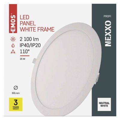 Panel LED wpuszczany NEXXO, okrągły, biały, 24W, neutralna biel