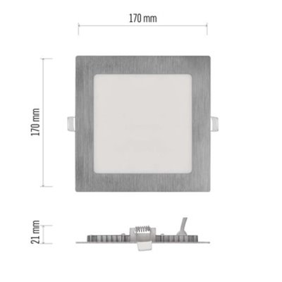 Panel LED wpuszczany NEXXO, kwadrat, srebrny, 12W, CCT