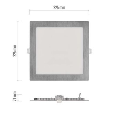 Panel LED wpuszczany NEXXO, kwadrat, srebrny, 18W, CCT