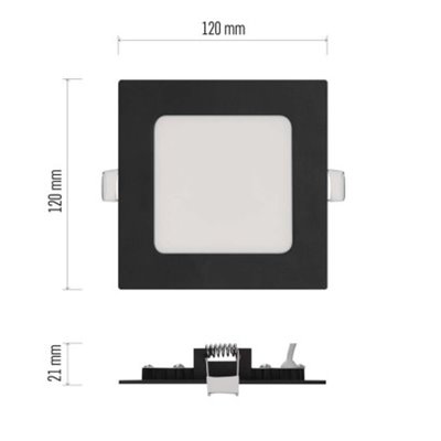 Panel LED wpuszczany NEXXO, kwadrat, czarny, 7W, CCT 