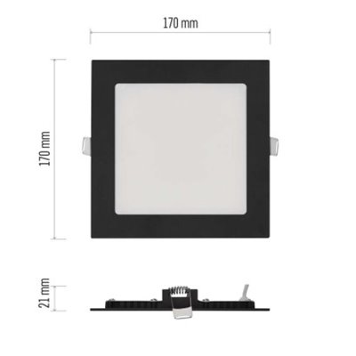 Panel LED wpuszczany NEXXO, kwadrat, czarny, 12W, CCT