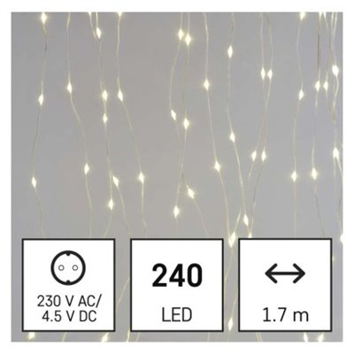 Dekoracje - 240 LED drop kurtyna 1,7x2m ciepła biel, 8 programów, IP44