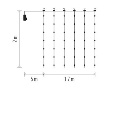 Dekoracje - 240 LED drop kurtyna 1,7x2m ciepła biel, 8 programów, IP44