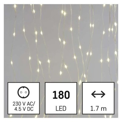 Dekoracje - 180 LED drop kurtyna 1,7x1,5m ciepła biel, 8 programów, IP44