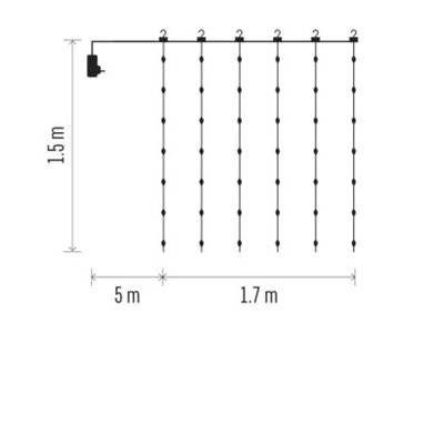 Dekoracje - 180 LED drop kurtyna 1,7x1,5m ciepła biel, 8 programów, IP44