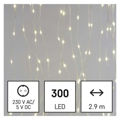 Dekoracje - 180 LED drop kurtyna 2,9x1,5m ciepła biel, 8 programów, IP44