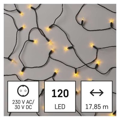 Lampki choinkowe LED Classic Chain, tradycyjne, 120 LED 17,85m, vintage, zielony, IP44