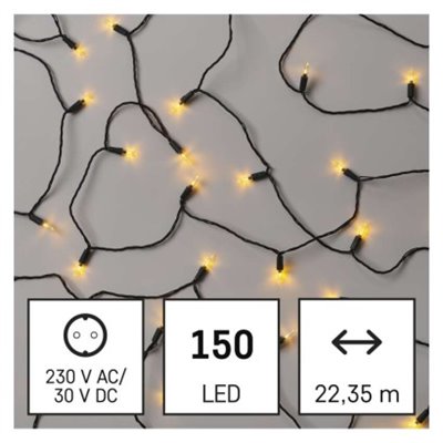 Lampki choinkowe LED Classic Chain, tradycyjne, 150 LED 22,35m, vintage, zielony, IP44