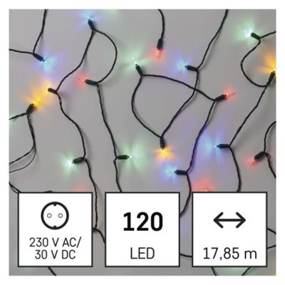 Lampki choinkowe LED Classic Chain, tradycyjne, 120 LED 17,85m, multikolor, zielony, IP44