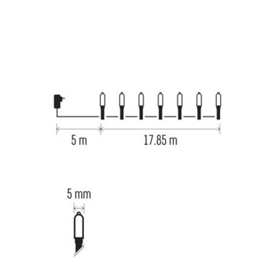 Lampki choinkowe LED Classic Chain, tradycyjne, 120 LED 17,85m, multikolor, zielony, IP44