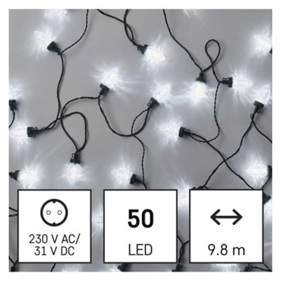 Lampki choinkowe LED Classic Chain, szyszki, 50 LED 9,8m, zimna biel, zielony, IP44