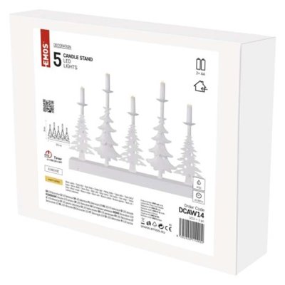 Dekoracje - świecznik 5 LED - choinki świątecz, 24 cm 2x AA biały ciepła biel, IP20, timer