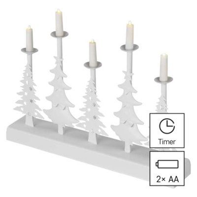 Dekoracje - świecznik 5 LED - choinki świątecz, 24 cm 2x AA biały ciepła biel, IP20, timer