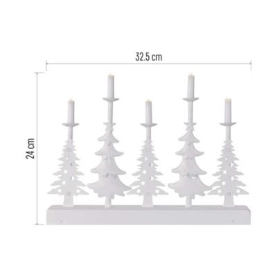 Dekoracje - świecznik 5 LED - choinki świątecz, 24 cm 2x AA biały ciepła biel, IP20, timer