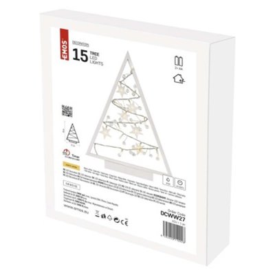 Dekoracje - 15 LED świecąca choinka z ozdobami 40 cm, 2x AA, ciepła biel, IP20, timer