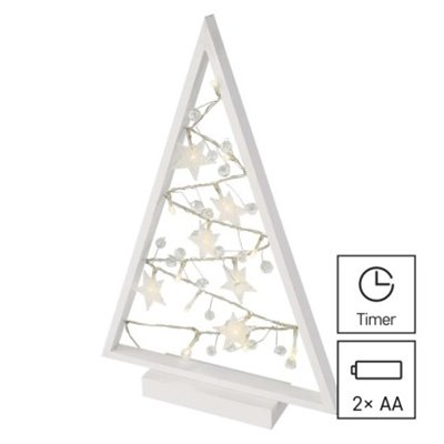 Dekoracje - 15 LED świecąca choinka z ozdobami 40 cm, 2x AA, ciepła biel, IP20, timer