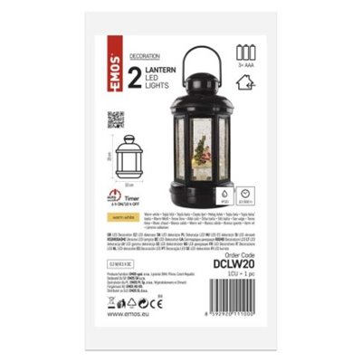 Dekoracje - 1 LED świąteczna latarnia 20 cm 3x AAA, ciepła biel, IP20, timer