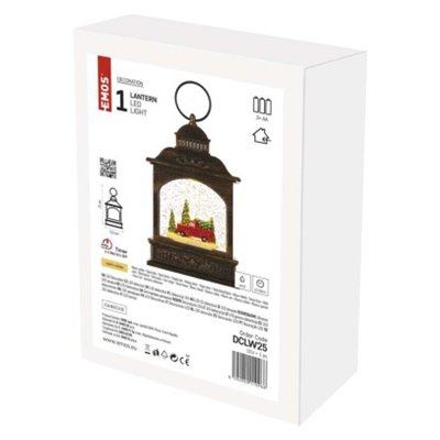 Dekoracje - 1 LED świąteczna latarnia z samochodem 21 cm, 3x AA, ciepła biel, IP20, timer