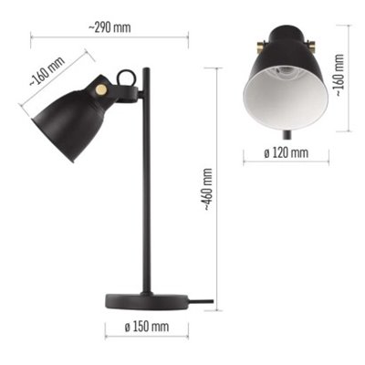 Lampa biurkowa E27 JULIAN 46 cm czarna