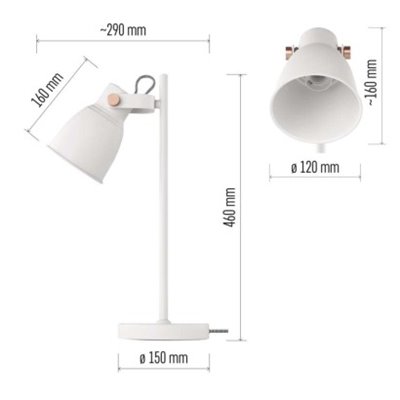 Lampa biurkowa E27 JULIAN 46 cm biała