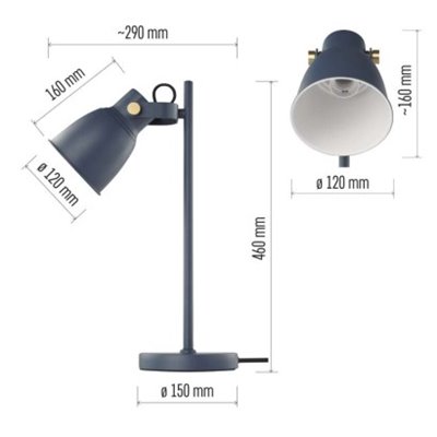 Lampa biurkowa E27 JULIAN 46 cm niebieska