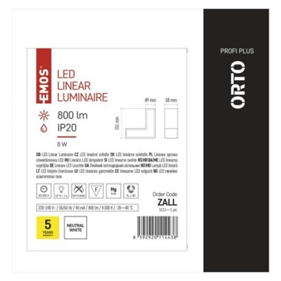 Oprawa liniowa LED ORTO LCON 8W, biała neutralna