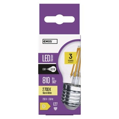 Żarówka LED Filament Mini Globe / E27 / 6 W (60 W) / 810 lm / ciepła biel