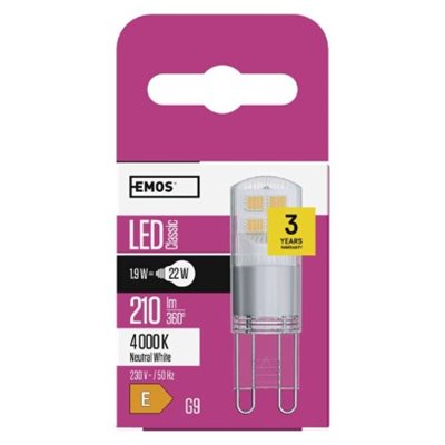 Żarówka LED Classic JC / G9 / 1,9 W (22 W) / 210 lm / neutralna biel